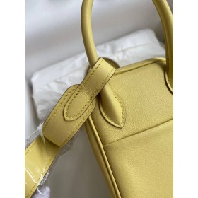 Hermes Mini Lindy Handmade Bag In Jaune Poussin Swift Leather