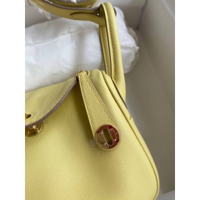 Hermes Mini Lindy Handmade Bag In Jaune Poussin Swift Leather