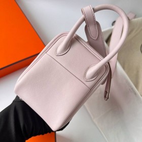 Hermes Mini Lindy Handmade Bag In Mauve Pale Swift Leather
