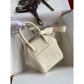 Hermes Mini Lindy Handmade Bag In Nata Clemence Leather