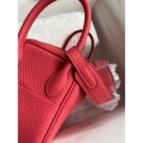 Hermes Mini Lindy Handmade Bag In Rose Lipstick Clemence Leather