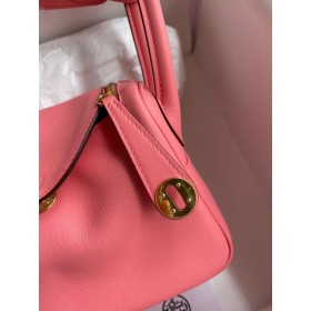 Hermes Mini Lindy Handmade Bag In Rose Lipstick Swift Leather