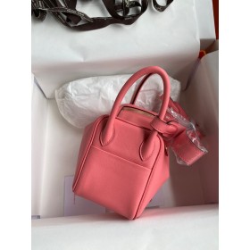 Hermes Mini Lindy Handmade Bag In Rose Lipstick Swift Leather