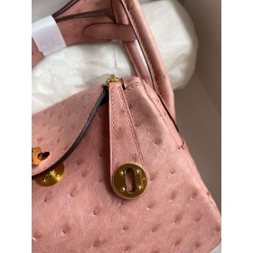 Hermes Mini Lindy Handmade Bag in Terre Cuite Ostrich Leather