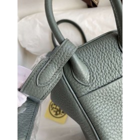 Hermes Mini Lindy Handmade Bag In Vert Amande Clemence Leather