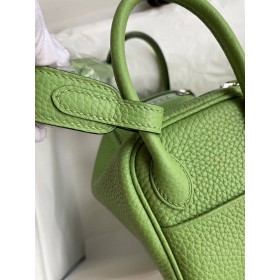 Hermes Mini Lindy Handmade Bag In Vert Criquet Clemence Leather