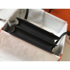 Hermes Mini Sac Roulis 18cm Bag In Black Evercolor Calfskin