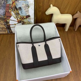 Hermes Neo Garden Party 23 Bag in Canvas and Ebene Negonda Calfskin