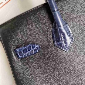 Hermes Touch Birkin 30 Bag In Noir Shiny Niloticus Crocodile Skin