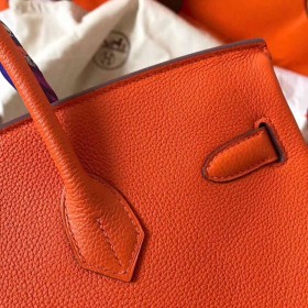 Hermes Birkin 35 Handmade Bag In Orange Clemence Leather