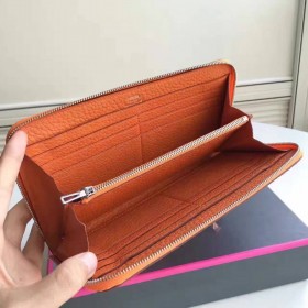 Hermes Orange Clemence Azap Zipped Wallet