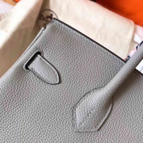 Hermes Birkin 30 Handmade Bag In Pearl Grey Clemence Leather