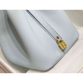 Hermes Picotin Lock 18 Bag In Blue Brume Clemence Leather