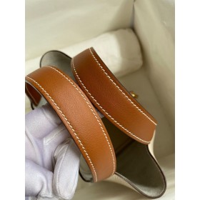 Hermes Picotin Lock 18 Bicolor Handmade Bag in Craie and Gold Clemence Leather