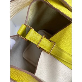 Hermes Picotin Lock 18 Bicolor Handmade Bag in Craie and Lime Clemence Leather