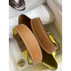 Hermes Picotin Lock 18 Bicolor Handmade Bag in Lime and Gold Clemence Leather