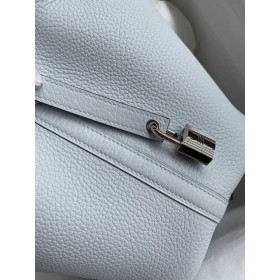 Hermes Picotin Lock 18 Handmade Bag in Blue Brume Clemence Leather