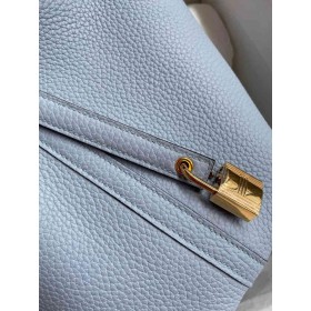 Hermes Picotin Lock 18 Handmade Bag in Blue Lin Clemence Leather