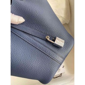 Hermes Picotin Lock 18 Handmade Bag in Blue Saphir Clemence Leather