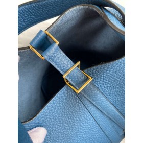 Hermes Picotin Lock 18 Handmade Bag in Deep Blue Clemence Leather