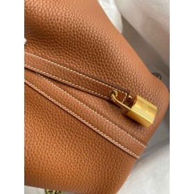 Hermes Picotin Lock 18 Handmade Bag in Gold Clemence Leather