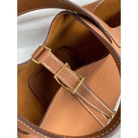 Hermes Picotin Lock 18 Handmade Bag in Gold Clemence Leather