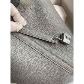Hermes Picotin Lock 18 Handmade Bag in Gris Meyer Clemence Leather