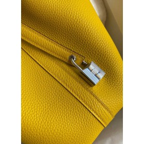 Hermes Picotin Lock 18 Handmade Bag in Jaune Ambre Clemence Leather