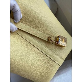 Hermes Picotin Lock 18 Handmade Bag in Jaune Poussin Clemence Leather