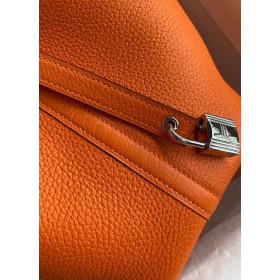 Hermes Picotin Lock 18 Handmade Bag in Orange Clemence Leather