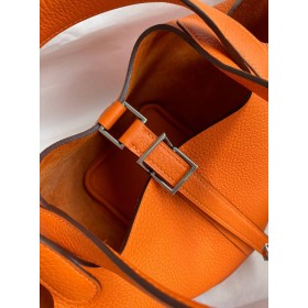 Hermes Picotin Lock 18 Handmade Bag in Orange Clemence Leather