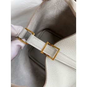 Hermes Picotin Lock 18 Handmade Bag in Pearl Grey Clemence Leather