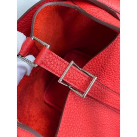 Hermes Picotin Lock 18 Handmade Bag in Red Clemence Leather