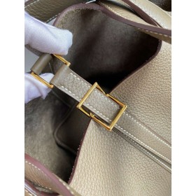 Hermes Picotin Lock 18 Handmade Bag in Taupe Clemence Leather