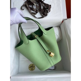 Hermes Picotin Lock 18 Handmade Bag in Vert Criquet Clemence Leather