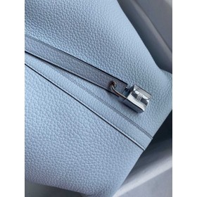 Hermes Picotin Lock 22 Handmade Bag in Blue Brume Clemence Leather