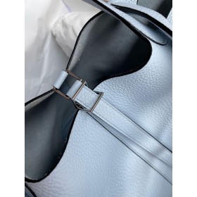 Hermes Picotin Lock 22 Handmade Bag in Blue Brume Clemence Leather