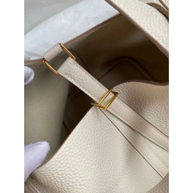 Hermes Picotin Lock 22 Handmade Bag in Craie Clemence Leather