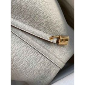 Hermes Picotin Lock 22 Handmade Bag in Pearl Grey Clemence Leather