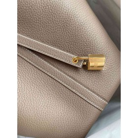 Hermes Picotin Lock 22 Handmade Bag in Taupe Clemence Leather