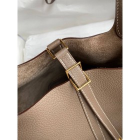 Hermes Picotin Lock 22 Handmade Bag in Taupe Clemence Leather