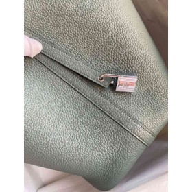 Hermes Picotin Lock 22 Handmade Bag in Vert Amande Clemence Leather