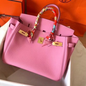 Hermes Birkin 30 Handmade Bag In Pink Clemence Leather