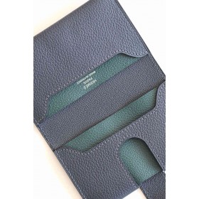 Hermes R.M.S Card Holder in Blue Nuit Evergrain Calfskin