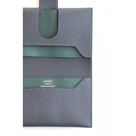 Hermes R.M.S Card Holder in Blue Nuit Evergrain Calfskin