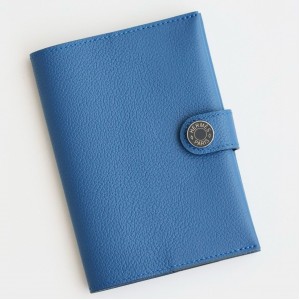 Hermes R.M.S Passport Holder in Blue France Evercolor Calfskin
