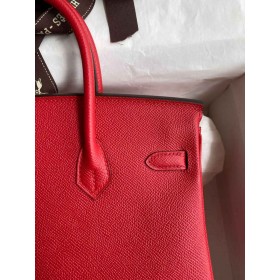 Hermes Birkin 25 Handmade Bag In Red Epsom Calfskin