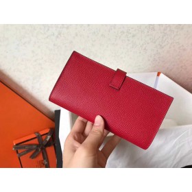 Hermes Red Epsom Bearn Gusset Wallet