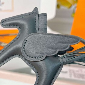 Hermes Rodeo Pegase PM Bag Charm in Ardoise Lambskin