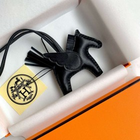 Hermes Rodeo Pegase PM Bag Charm in Black Lambskin